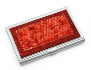 Business Card Holder - Sequined - Red